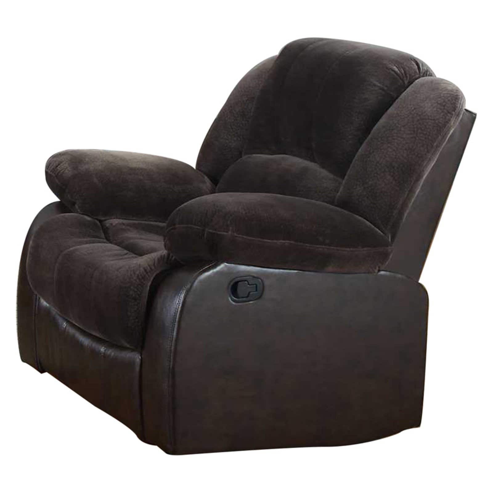 Nathaniel Home Champion Manual Single Reclining Sofa, PU Leather Upholstered Couch, Tufted Recliner, Plush Scoop Seating, for Living Room Home Theater, Beige