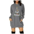 thumbnail image 2 of Merry Christmas Long Hoodies for Women 2025 Long Sleeve Xmas Tree Graphic Hooded Sweatshirt with Pockets Hoodie Dress, 2 of 6