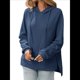 thumbnail image 3 of Sudadera con Capucha Extragrande para Mujer, Informal, de Larga, de Punto Gofre, con Cordón Ajustable y Abertura Lateral con Bolsillo. Azul Profundo M, 3 of 9