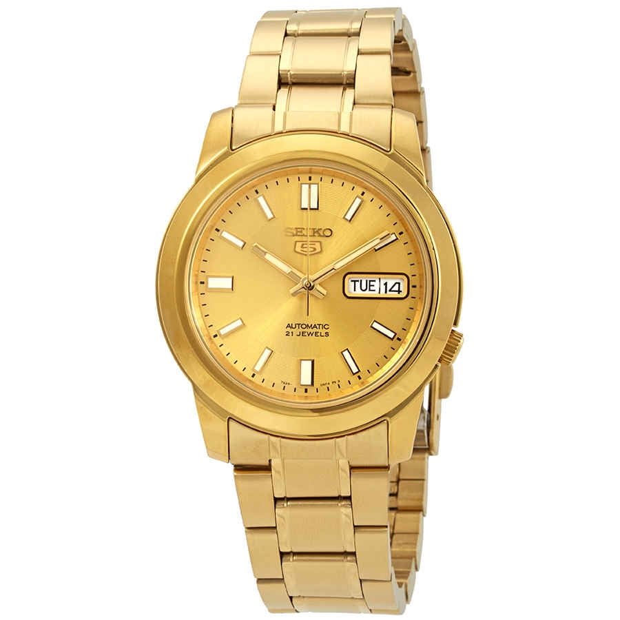 Seiko Men's Series 5 Automatic Gold Dial Watch SNKK20 -