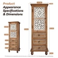 thumbnail image 5 of GDF Studio 54" Rustic Tall Narrow Storage Cabinet, Cutout Floral Door and 3 Drawers, Living Room, Kitchen, Natural, 5 of 9