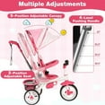thumbnail image 6 of Resenkos 5-in-1 Detachable Baby Stroller Tricycle with Round Canopy-Pink, Infant Stroller for Infant & Toddler, 6 of 9
