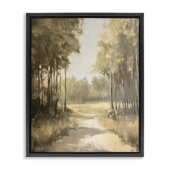 Stupell Industries Contemporary To The Woods Pathway Black Floating Frame Canvas Art, 17 x 21, by Petals Prints Design
