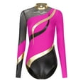 thumbnail image 2 of iiniim Womens Mock Neck Gymnastic Leotard Rhinestone Ballet Dance Unitard Hot Pink L, 2 of 7