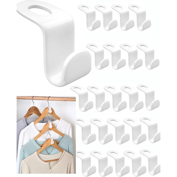 100 Pack Space Triangles for Hanging Clothes,Heavy Duty Clothes Hanger Connector Hooks Space Saving Hangers for Closet (White)