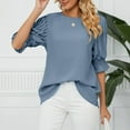 thumbnail image 7 of cfhntfmh Fall Fashion Shirts for Women Fashion Half Sleeve Smocked Tunic Tops Soft Chiffon Ruffle Dressy Casual T-Shirts, 7 of 7