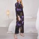 thumbnail image 3 of Balery Ornate Purple Floral Vase Conjunto de Pijama con Estampado para Mujer, Conjunto de Dos Piezas con Manga Larga, Ropa de Dormir Suave con Bolsillos, Pijamas Cómodos-Small, 3 of 7