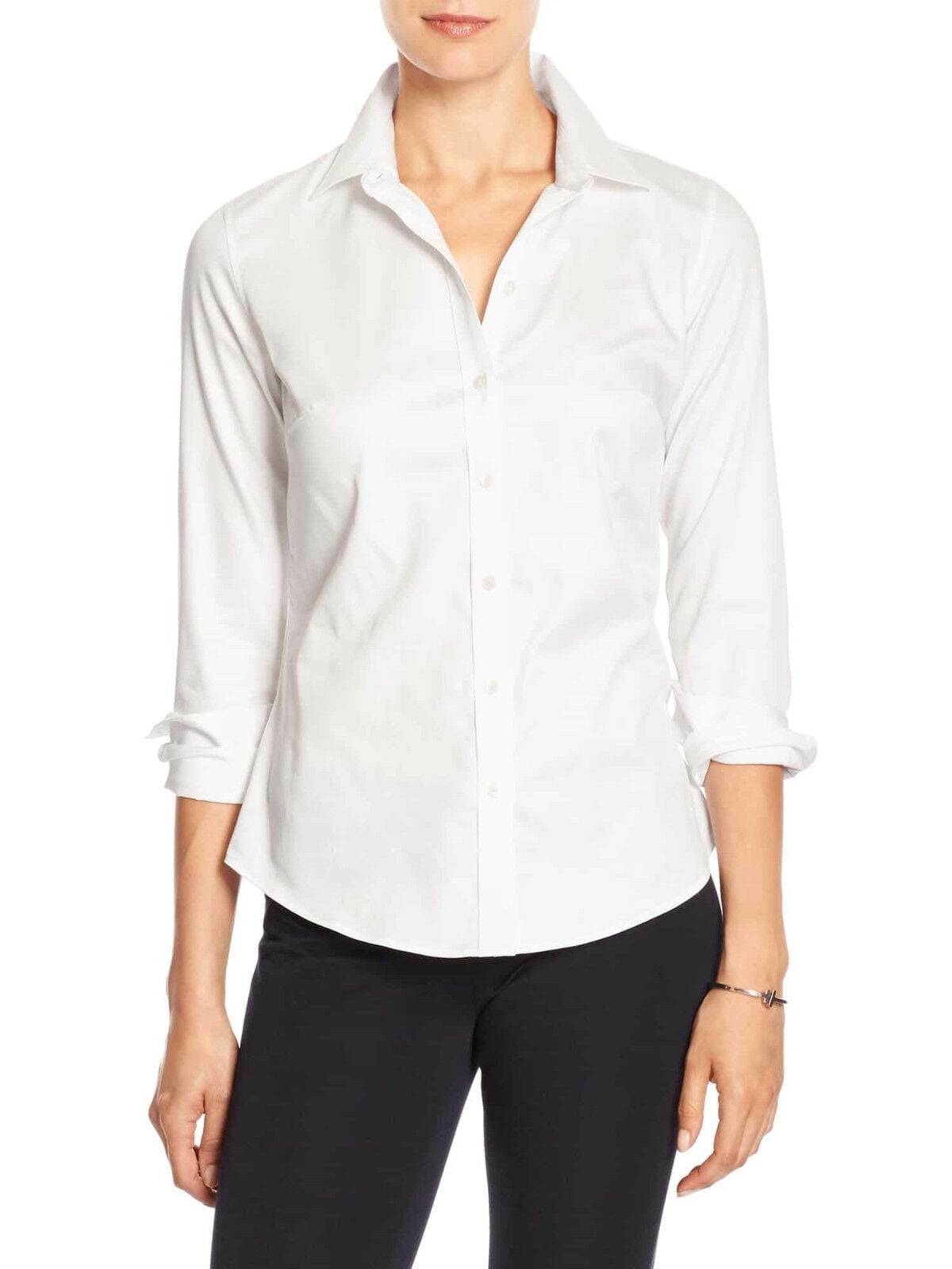 New Banana Republic Womens White Tailored Fit No Iron Button Down Shirt Sz  12 4981-4