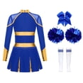 thumbnail image 2 of Alvivi Kids Girls Cheer Leader Outfits Cheerleading Dance Dress with Pom Pom Headwear Socks A Blue 6, 2 of 7