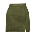 thumbnail image 4 of Spencer Women High Waist Bodycon Short Dress Faux Suede A-Line Split Mini Pencil Skirt "L,Green", 4 of 7