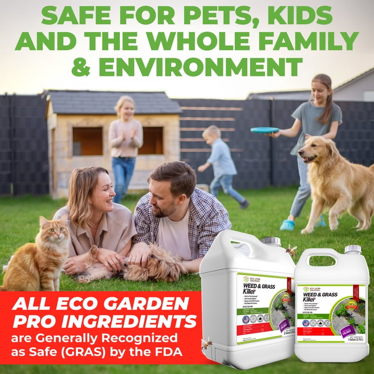 Eco Garden PRO - Organic Vinegar Weed Killer | Kid Safe Pet Safe | Clover Killer For Lawns | Moss Killer | Green Grass & Poison Ivy Killer | Spray