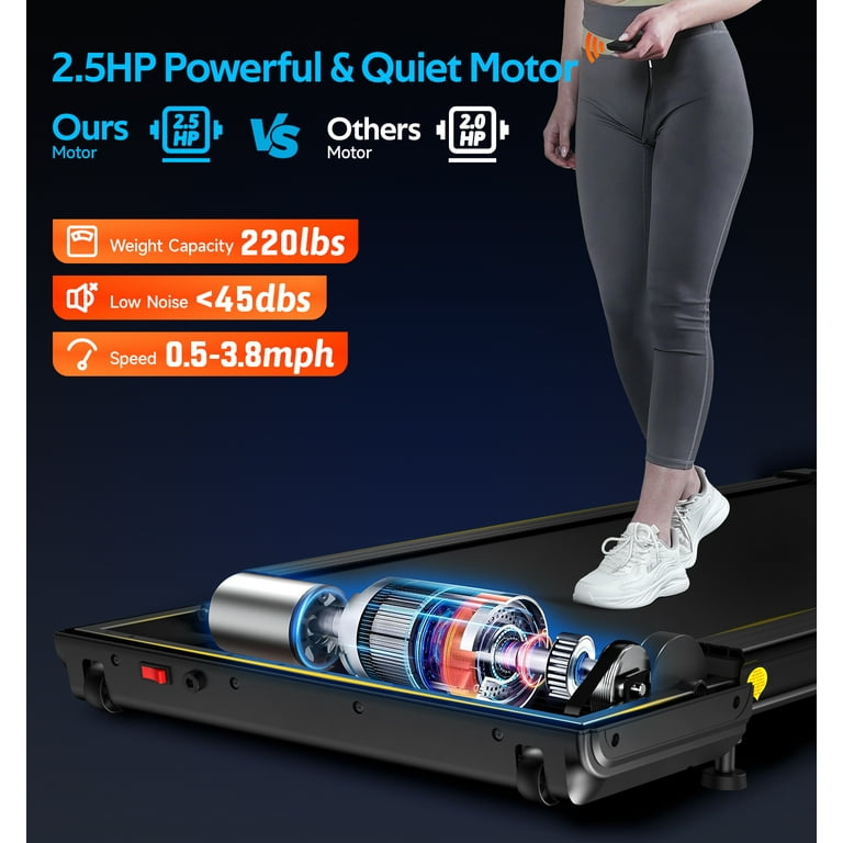 Pooboo Walking Pad with Incline 2.5HP Under Desk Treadmill for Home Office with Remote Control 265lbs 0.5 3.8mph
