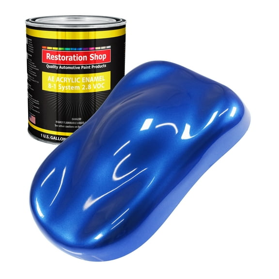 Restoration Shop Daytona Blue Pearl Acrylic Enamel Auto Paint - Gallon Paint Color Only - Single Stage High Gloss