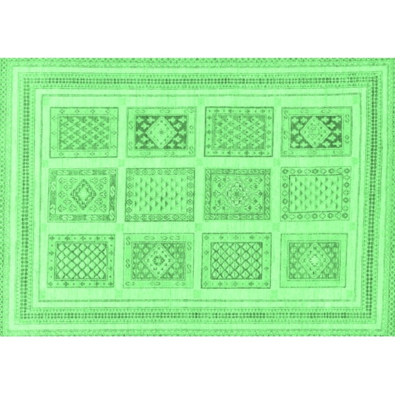Ahgly Company Indoor Rectangle Abstract Emerald Green Modern Area Rugs, 3' x 5'