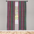 thumbnail image 2 of Ambesonne Ethnic Curtains, Colorful Shapes Traditional, Pair of 28"x95", Dark Pink Violet and Grey, 2 of 4