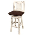 thumbnail image 4 of Montana Collection Barstool w/ Back & Swivel, Clear Lacquer Finish w/ Upholstered Seat, Saddle Pattern, 4 of 4