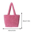 thumbnail image 3 of Bolso de piel sintética para mujer, bolso de mano informal de felpa, bolso de compras ligero de invierno, 3 of 9