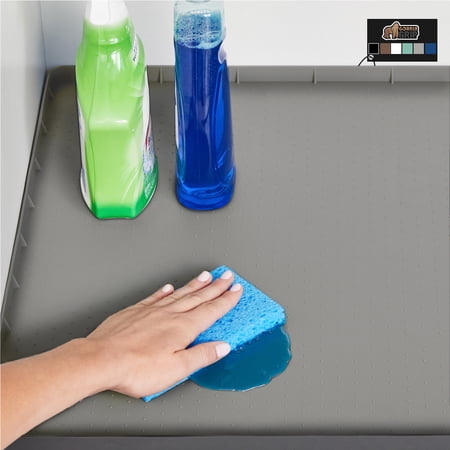 Gorilla Grip Waterproof Silicone Under Sink Mat with Lip for Kitchen and Bathroom, 22 x 19 in, Gray