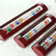 thumbnail image 5 of Termómetro Galileo de vidrio, un diseño con esferas multicolores en un marco de madera con acabado de cerezo, 5 of 5