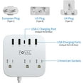thumbnail image 3 of European Travel Plug Adapter, FOVAL EU UK US Power Strip with USB C and 4 USB Ports, 3 AC Outlets, Wall Mountable, 5ft Extension Cord, Compact for Travel, Cruise Ship, Home Office (White), 3 of 8
