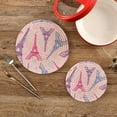 thumbnail image 2 of GZHJMY 2PCS Beautiful Colorful Paris Eiffel Tower Love Heart Trivets Pot Holders Set and Placemats Set, Table Mats for Cooking and Baking, Cotton Braided Hot Pads, 7.09"+9.45", 2 of 7