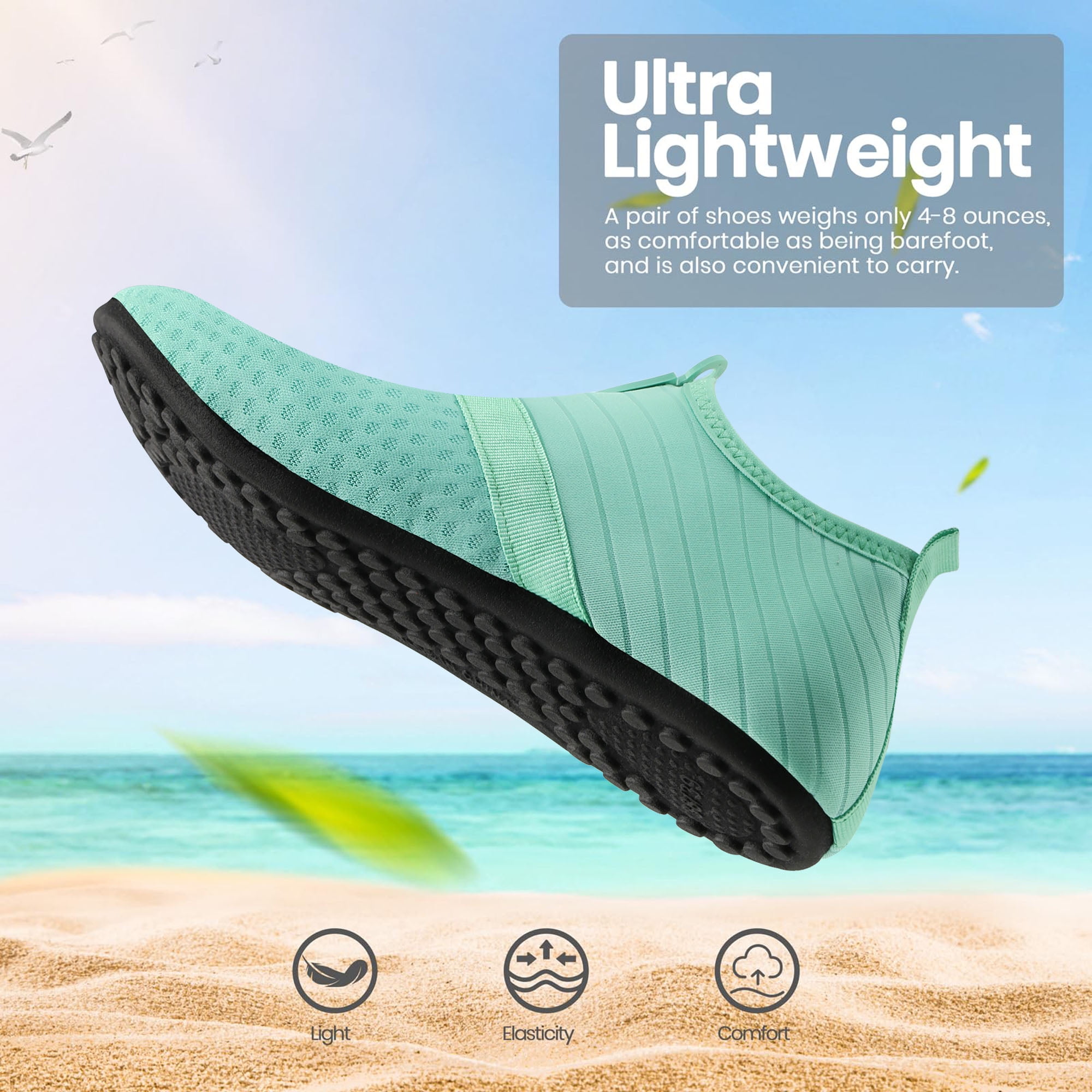 Ecetana Water Shoes for Women Men Swim Shoes Aqua Socks Barefoot Non Slip Shoes for Beach Swim Pool