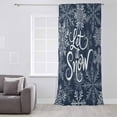 thumbnail image 3 of Navy Blue Christmas Semi Sheer Curtains Drapes for Living Room,Bedroom,French Doors Window 96 Inches Long,Retro Rustic Winter Snowflakes Xmas Rod Pocket Chiffon Curtain Drapery Voile Draperies Panel, 3 of 6