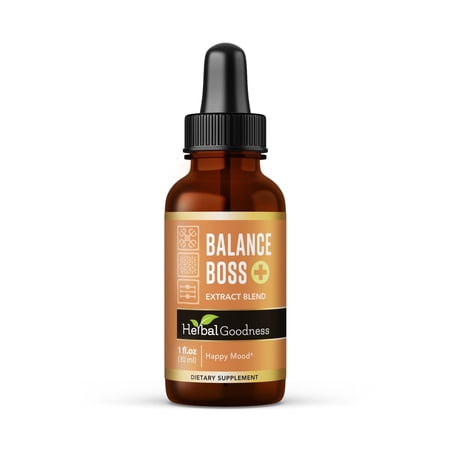 Herbal Goodness Balance Boss - Liquid Mood Booster 1fl.oz, Anxiety and Stress Relief Supplements for Men & Women, Calm, St. Johns Wort
