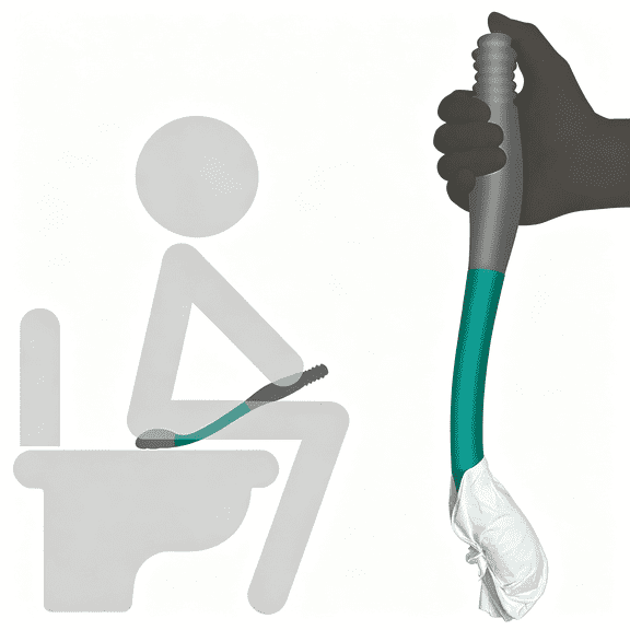 XIRQI Butt Wiper Tool, 15.7" Long Reach Wiping Aid, Toilet Aid for Disabled, Overweight, Limited Mobility, and Those Recovering from Back Surgery, Enables Independence and Dignity