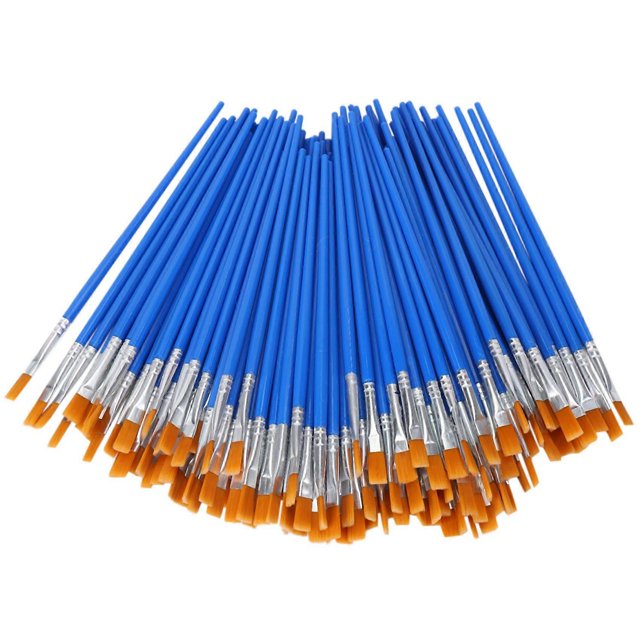 200 pinceles planos para pintar, pinceles pequeños a granel para detalles, manualidades, acuarela azul