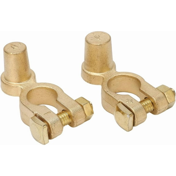 2PCS SAE to JIS Car Battery Terminal Connector, Car Battery Terminals Clamp Connector Positive Negative Top Post Battery Terminal for Auto (Brass)