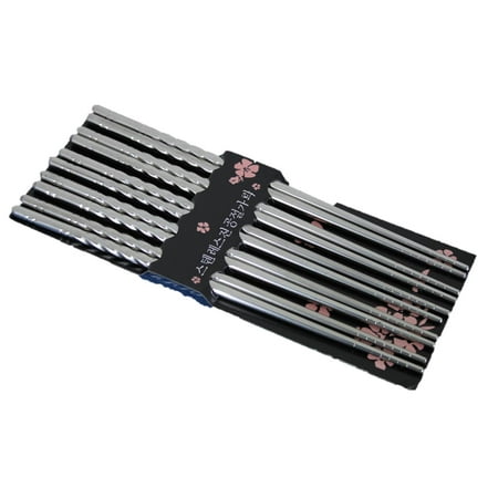 Steel Chopsticks - TEMO 5 Pairs Spiral Stainless Steel Chopstick Dish Wash Safe 10pc Asian Kitchen GC