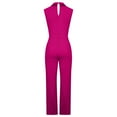 thumbnail image 5 of Aloohaidyvio Women's Elegant Jumpsuits V Neck Sleeveless Straight Belted Long Pants Business Suits Set with Pockets Hot Pink M, 5 of 6