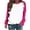 a Hot Pink, variant on Lindreshi Long Sleeve Shirts for Women Women's Raglan Sleeve Top Colored Round Neck Loose Long Sleeve Pullover Sweater Long Sleeve Round Neck Top/Shirt