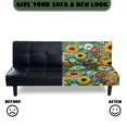 thumbnail image 5 of ZIATUBLES Sunflower Daisy Dustproof Futon Slipcovers Stretch Armless Sofa Cover, Machine Washable Polyester Spandex Furniture Protector with Elastic Bottom, Foldable Soft Cover, 5 of 9