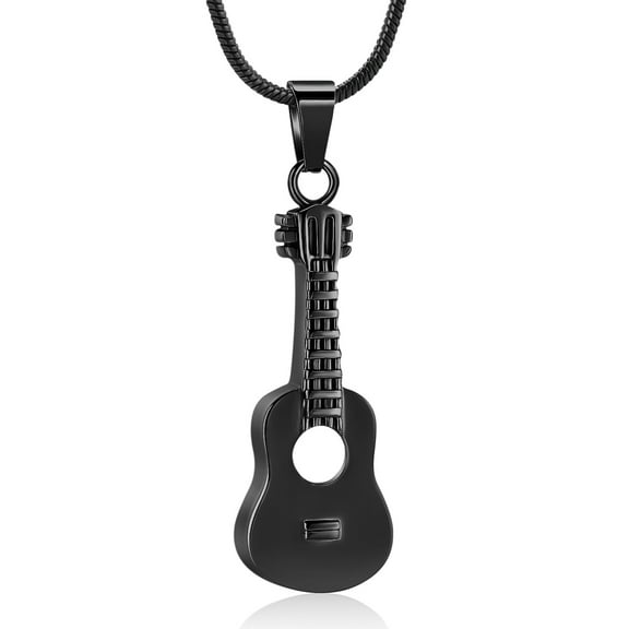 Cremation Jewelry Carved Guitar Urn Necklace for Ashes for Dad Cremation Pendant Ashes Holder Memorial Keepsake Urn Necklace for Women/Men