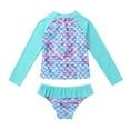 thumbnail image 4 of YONGHS Kids Girls Floral Print Tankini Set Long Sleeve Rashguard Shirts UPF 50+ Bathing Suit Cyan 8, 4 of 7
