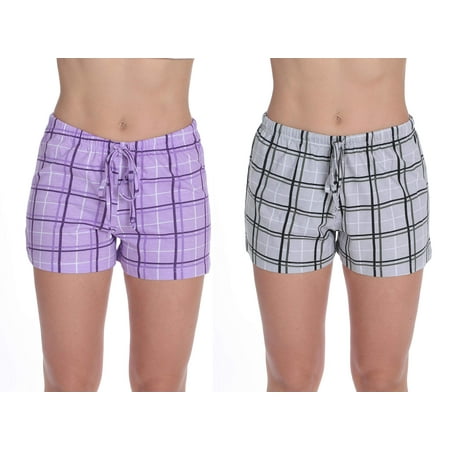 

Just Love Womans Pajamas Shorts - PJs - Sleepwear (Pack of 2) (Plaid Purple - Plaid Grey (Pack of 2) Small)