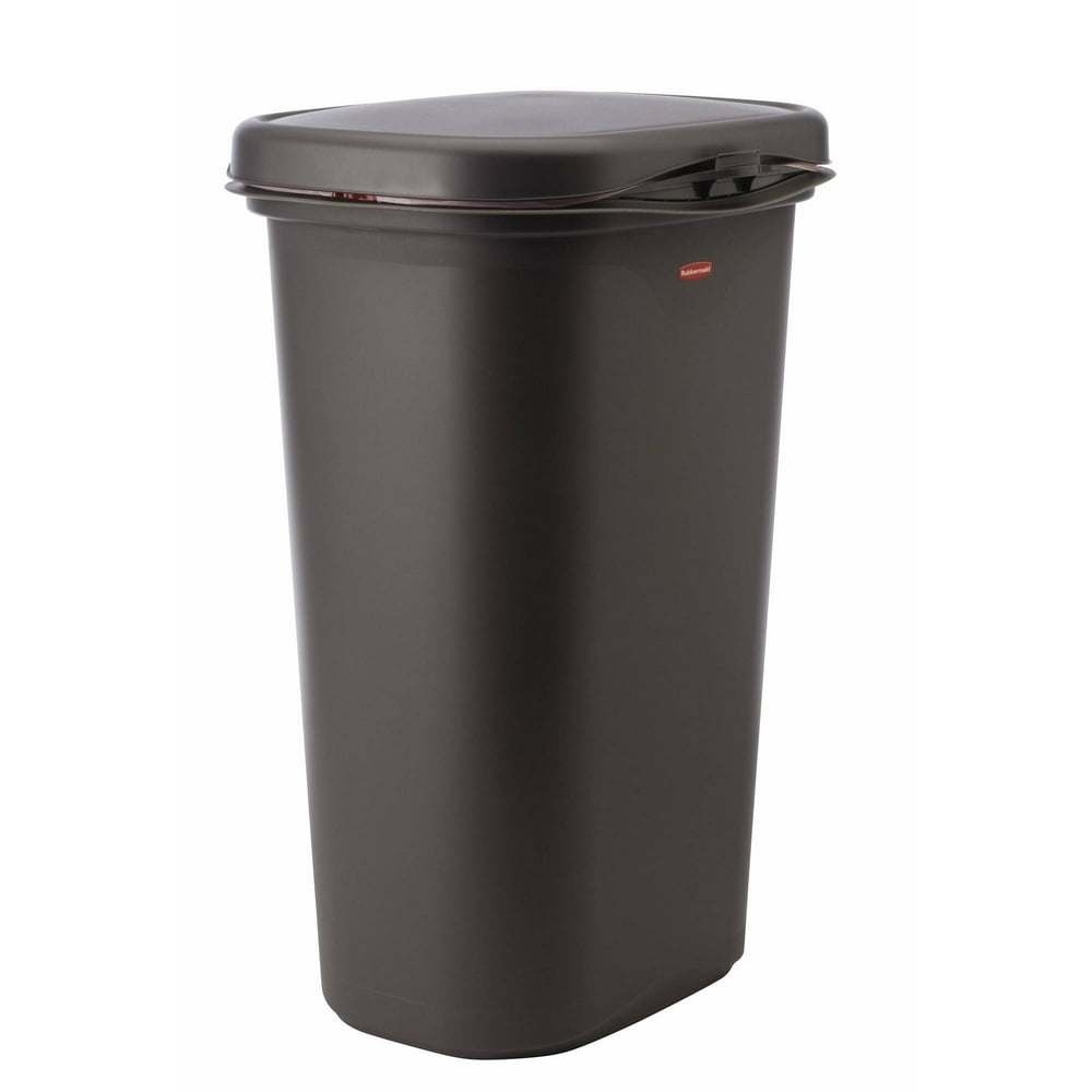 Rubbermaid, Spring Top Wastebasket with Liner Lock, 13 gal, Cashmere
