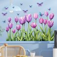 thumbnail image 1 of Adhesivos de pared de PVC con forma de tulipán y mariposa morados, 1 of 4
