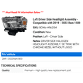 thumbnail image 2 of Left Driver Side Headlight Assembly - Compatible with 2019 - 2022 Ram 1500 2020 2021, 2 of 2