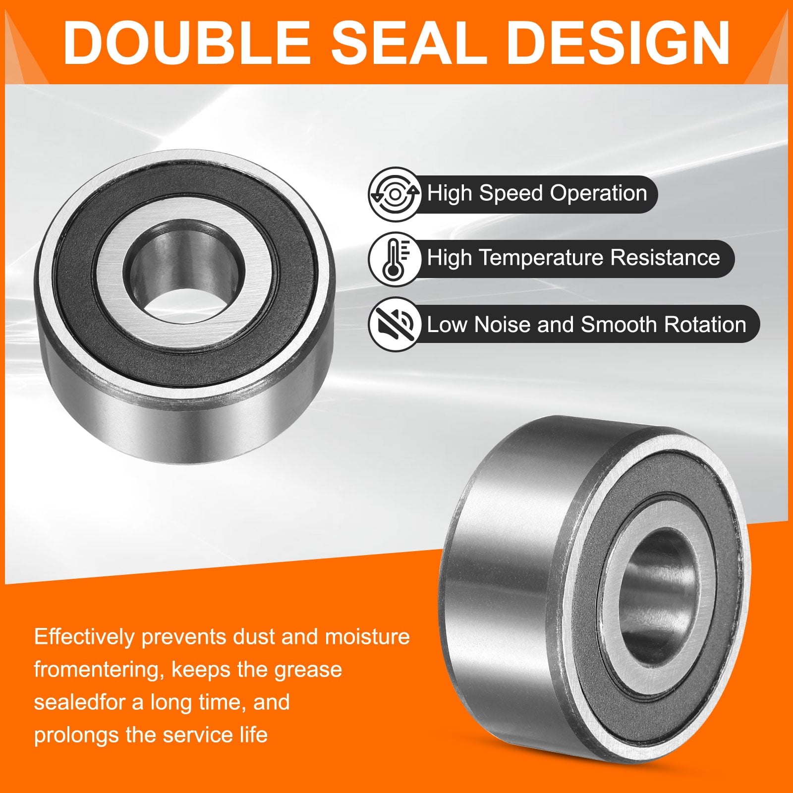 Uxcell 2 Pack 3204-2RS/5204-2RS Double Row Sealed Angular Contact Ball Bearing, 20 x 47 x 20.6mm Ball Bearings for Electric Motor, Pumps, Compressors, Agricultural Machinery