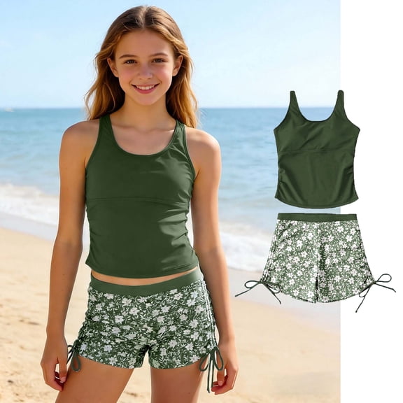 Teen Swimsuit Girl Swimsuit With Shorts 2 Piece Set Bathing Suit Girls Girls Sets Size 13-14 Years