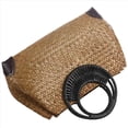 thumbnail image 2 of 2X Mujeres Bolsas de Paja Mujer de Bambú Bolso de Tejido de Playa de Verano de Señora de Mano Vintage Bolso de Manejar de Madera de Punto Bolsas de Mano Totalizador, 2 of 9