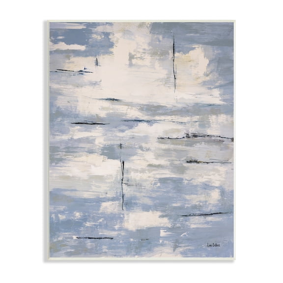 Stupell Fishing Lines River Edge Water Sky Reflection Wood Wall Art - Blue 10 x 15