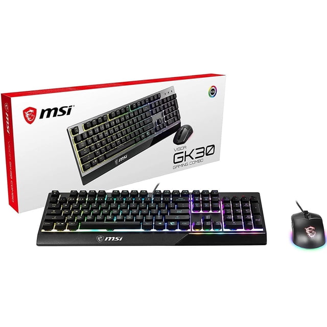 Teclado y Mouse Gamer MSI VIGOR GK30 COMBO US RGB USB Repelente al agua
