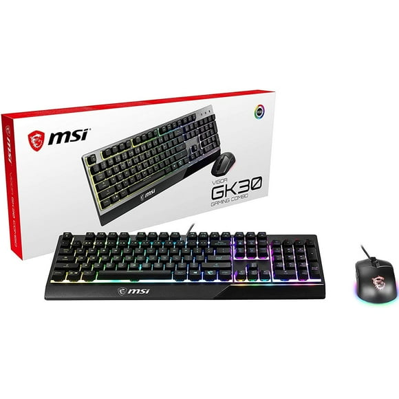 Teclado y Mouse Gamer MSI VIGOR GK30 COMBO US RGB USB Repelente al agua