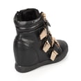 thumbnail image 4 of Liliana CI35 Women Leatherette Buckle Zipper Fashion Wedge Sneaker, 4 of 5