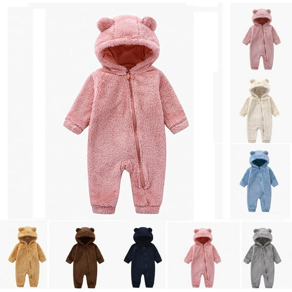 Gaexia Baby Winter Hooded Romper Jumpsuit, Unisex Kids Flannel Romper, Halloween Toddler Onesie