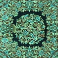 thumbnail image 1 of Ahgly Company Machine Washable Indoor Square Persian Turquoise Blue Traditional Area Rugs, 6' Square, 1 of 4